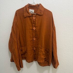 Flax by Jeanne Engelhart 100% linen button up